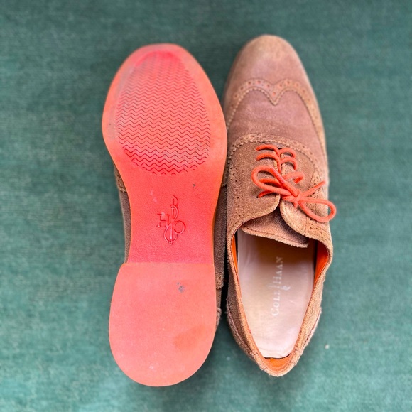Cole Haan Alisa Oxford Women’s 8 B Brown Orange Leather Wingtip Loafer Shoes - Picture 3 of 14
